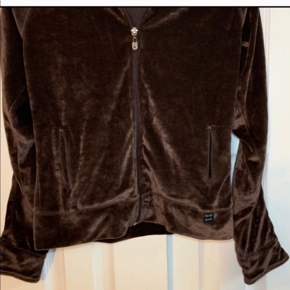 BCBG Brown Velour Zip Up Sweater Size Medium - Picture 4 of 8